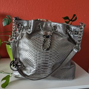 Michael Kors, Frankie Metallic Python Embossed Leather Bag